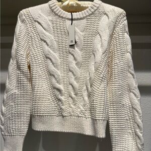 Banana Republic Elegant White Cable Knit Sweater